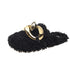 Fur Sandals Autumn Women Furry Wool Mule Slippers With Metal Chain